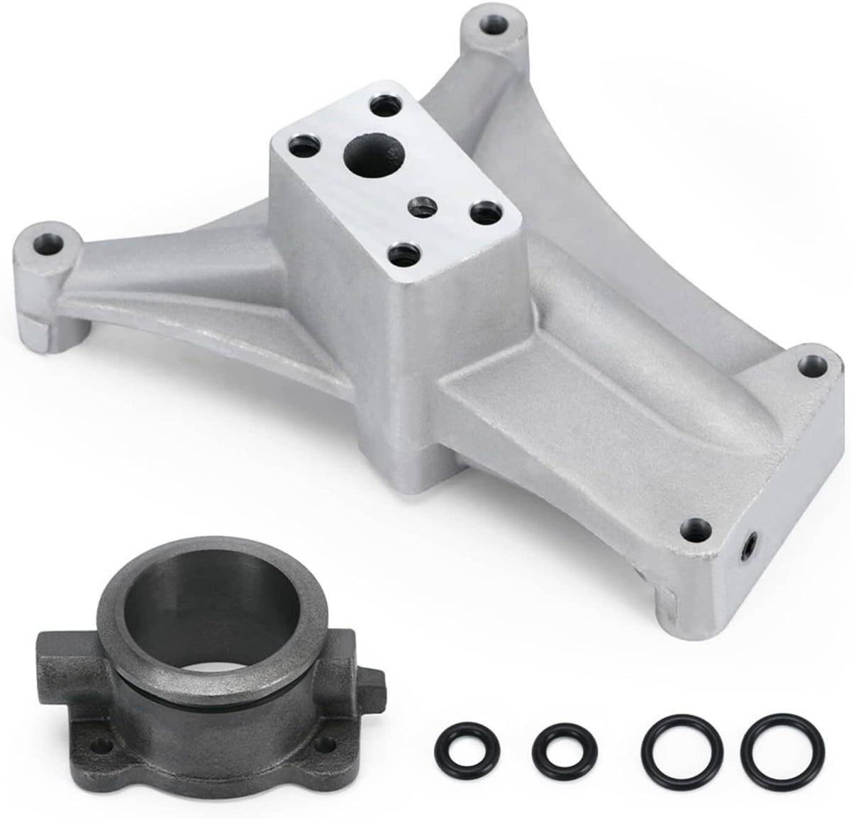 Turbo pedestal/exhaust housing assembly with mounting holes and included O-rings