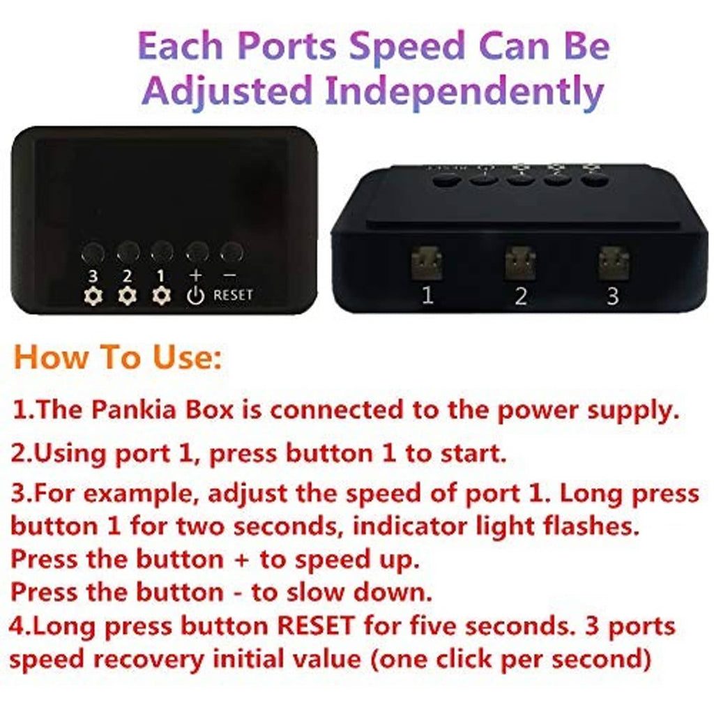 Black auto clicker device with three port speed settings and reset panel.