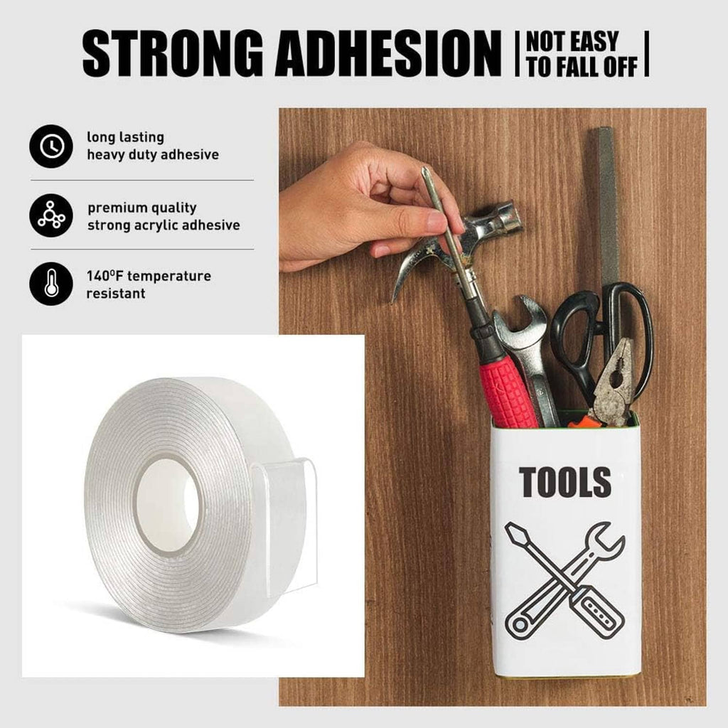 Double-sided acrylic adhesive tape roll, coiled on inner hub with white liner