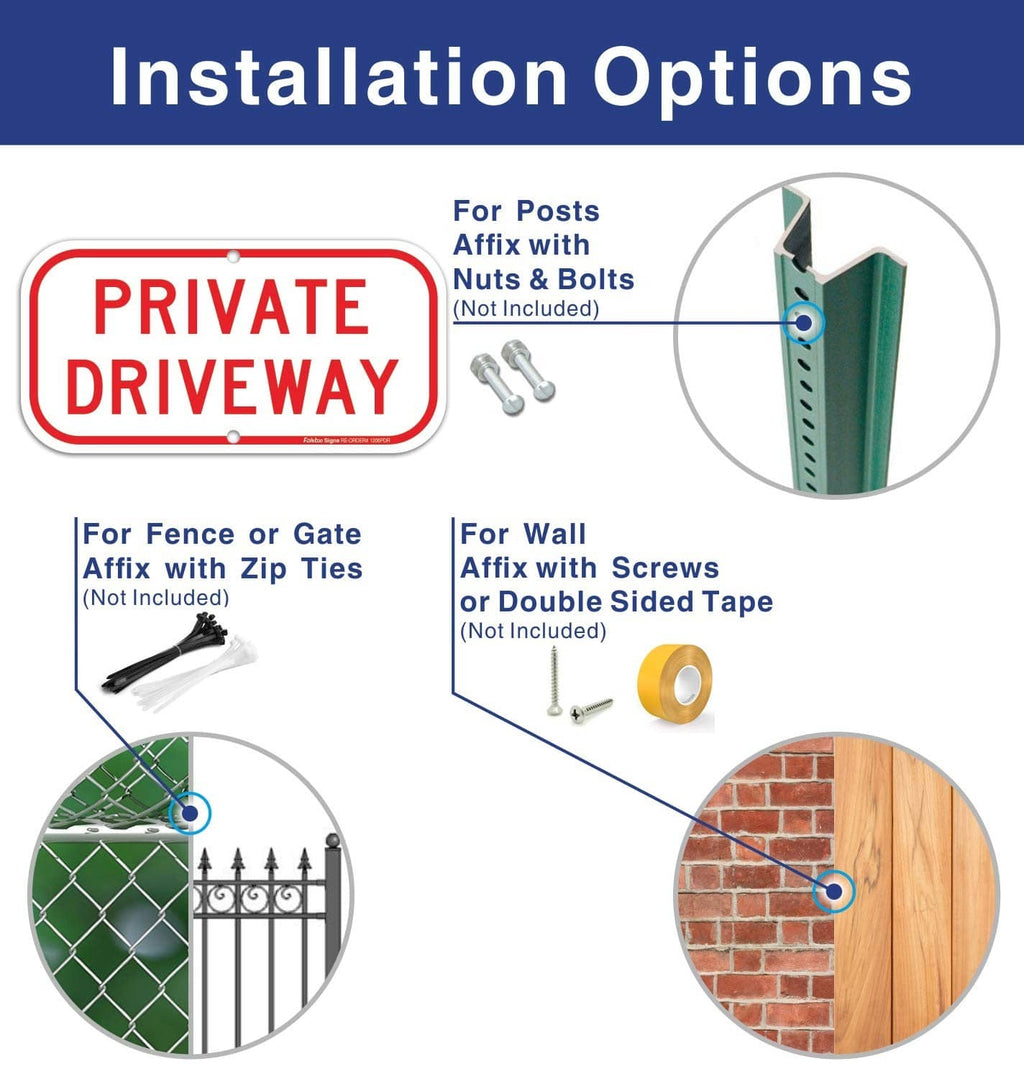 Private Driveway sign with mounting holes for posts, fences, or gates (hardware not included)