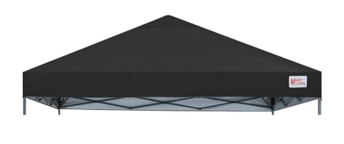 Replacement pop-up canopy top in black, with cross-brace frame base visible