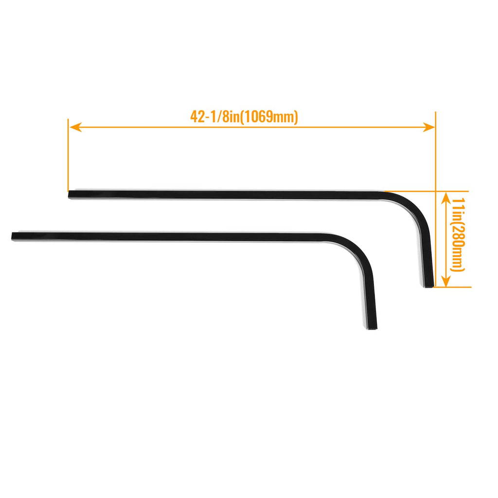 Pair of black curved roof mounting support struts for golf cart