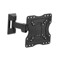 Black full-motion TV wall mount bracket with wall plate and support arm