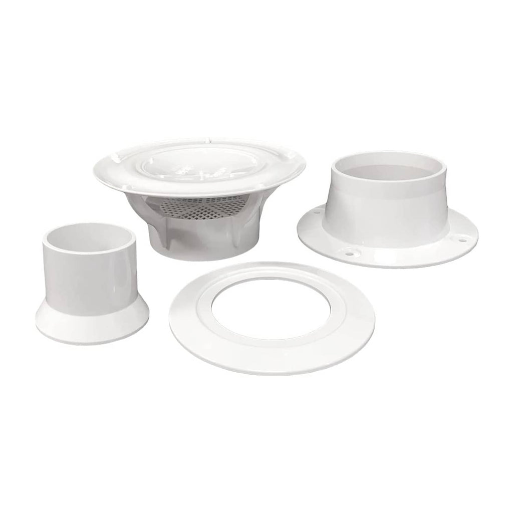 White RV roof vent cap kit with top cover, sleeves, and base ring