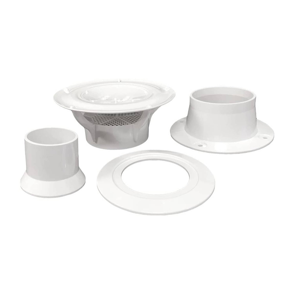 White RV roof vent cap kit with top cover, sleeves, and base ring