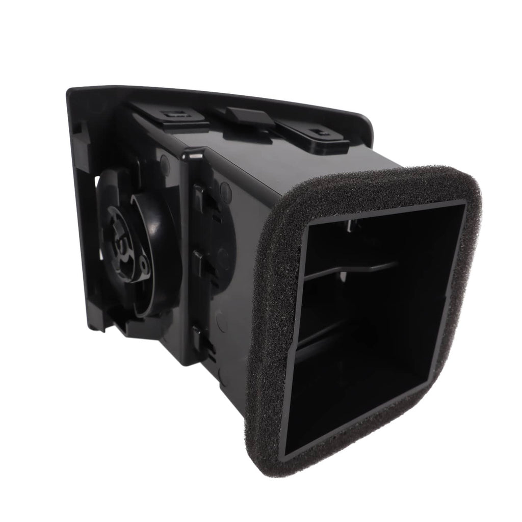 Black A/C vent insert with open rectangular face and internal grille, foam surround