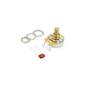 Audio potentiometer with gold threaded solid shaft, metal lugs, red cap and wiring leads
