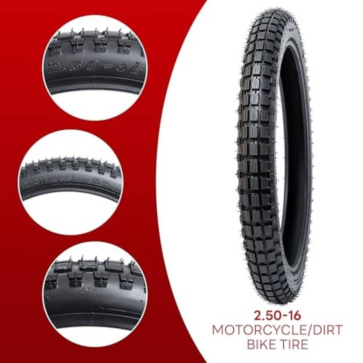 Motorcycle dirt bike tire with deep knobby tread