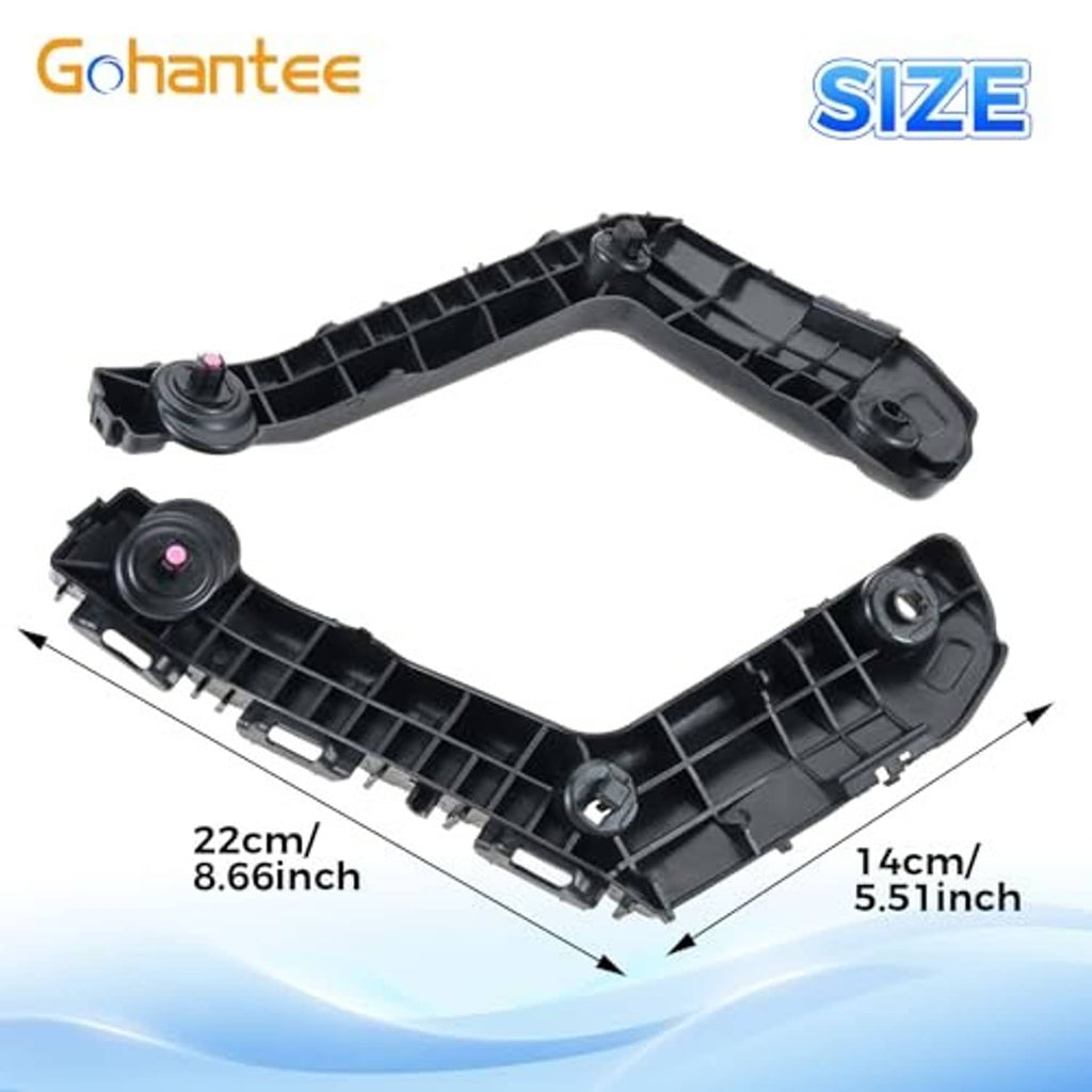 Black plastic bumper bracket with curved side arms and circular mounting pin points