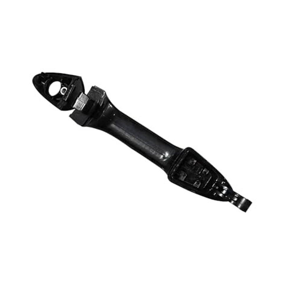 Black exterior door handle outer piece with inner housing and round keyhole