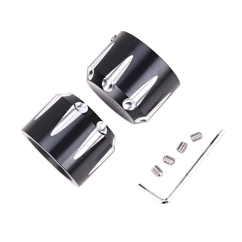 Black axle cap nut covers with chrome spikes and mounting screws
