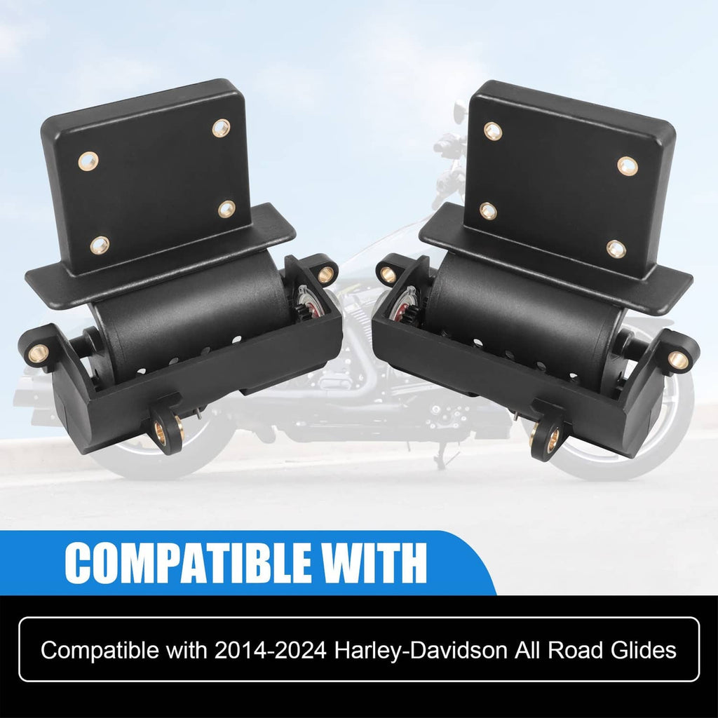 Set of black glove box hinges with square mounting plates and pivot brackets