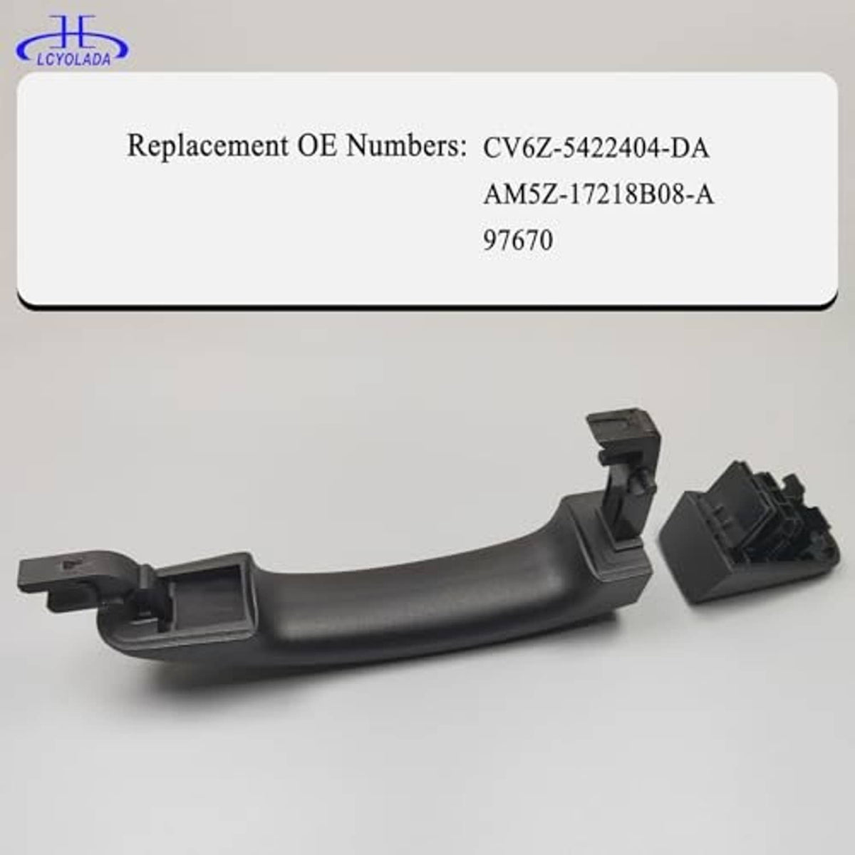 Dark exterior door handle with latch mount and connector housing