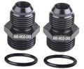 Black AN8 to AN10 ORB male O-ring boss adapter, with two O-rings