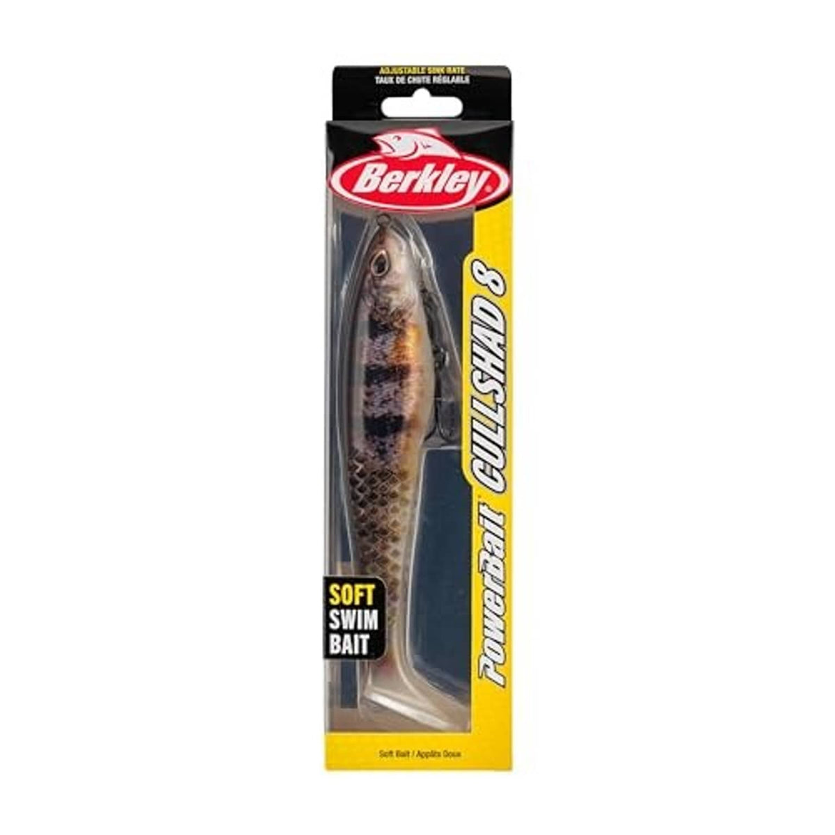 Berkley Powerbait Cullshad soft bait retail package, yellow perch color
