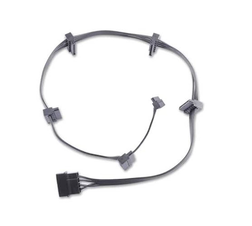 Black 4-pin to SATA power splitter cable with multiple SATA 15-pin female connectors