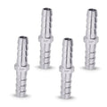 Pack of four stainless steel hose barb fittings, 5/16 in x 5/16 in barbs