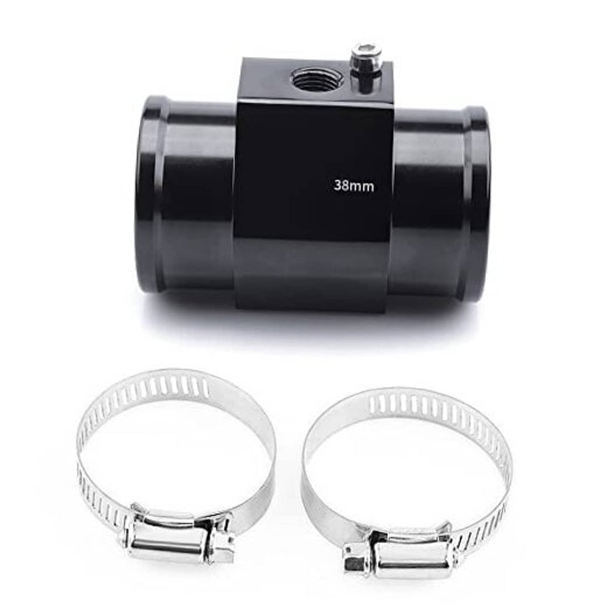 38mm black aluminum water temperature meter joint pipe with threaded sensor port