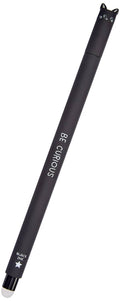 Erasable gel pen with black ink, cat-ear cap, 0.7 mm tip