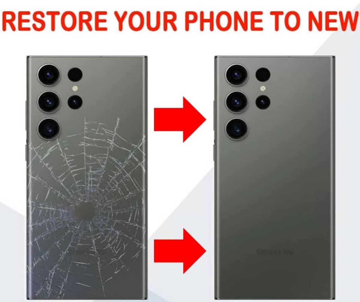 New back glass replacement restores a cracked phone back for S23 Ultra