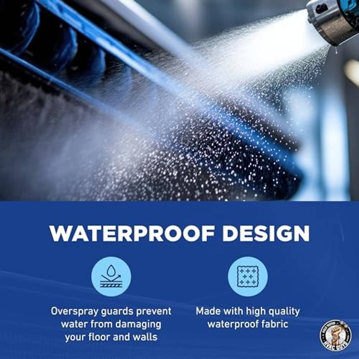 Waterproof mini-split cleaning cover fabric with fine mist overspray protection