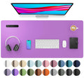 Iris violet desk pad protector with mouse pad surface on office setup
