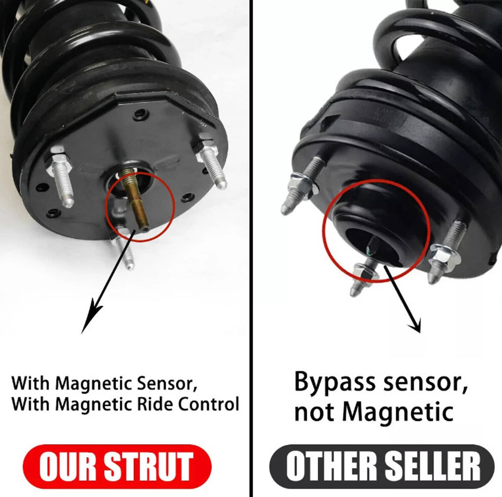 Front shock strut with magnetic sensor on mount, black strut body