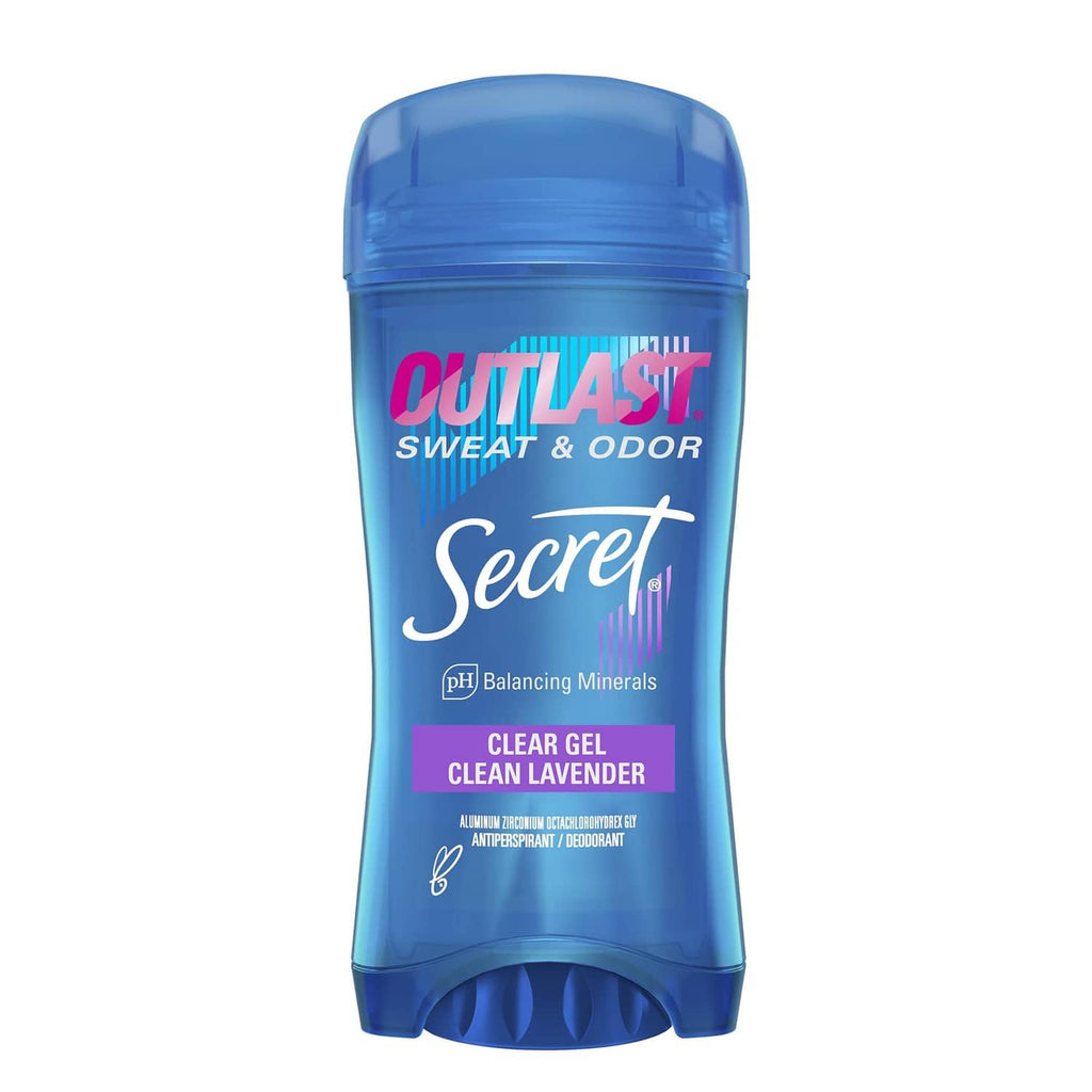 Secret Outlast clear gel antiperspirant deodorant, clean lavender scent, blue bottle
