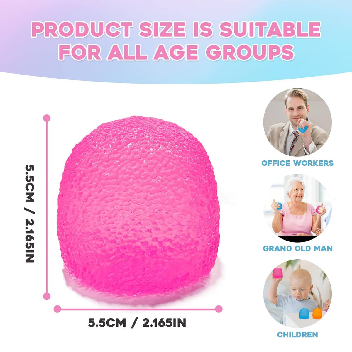 Pink squishy stress ball, 5.5 cm size