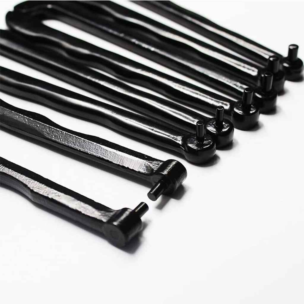 Set of black steel adjustable pin bars with round pin ends