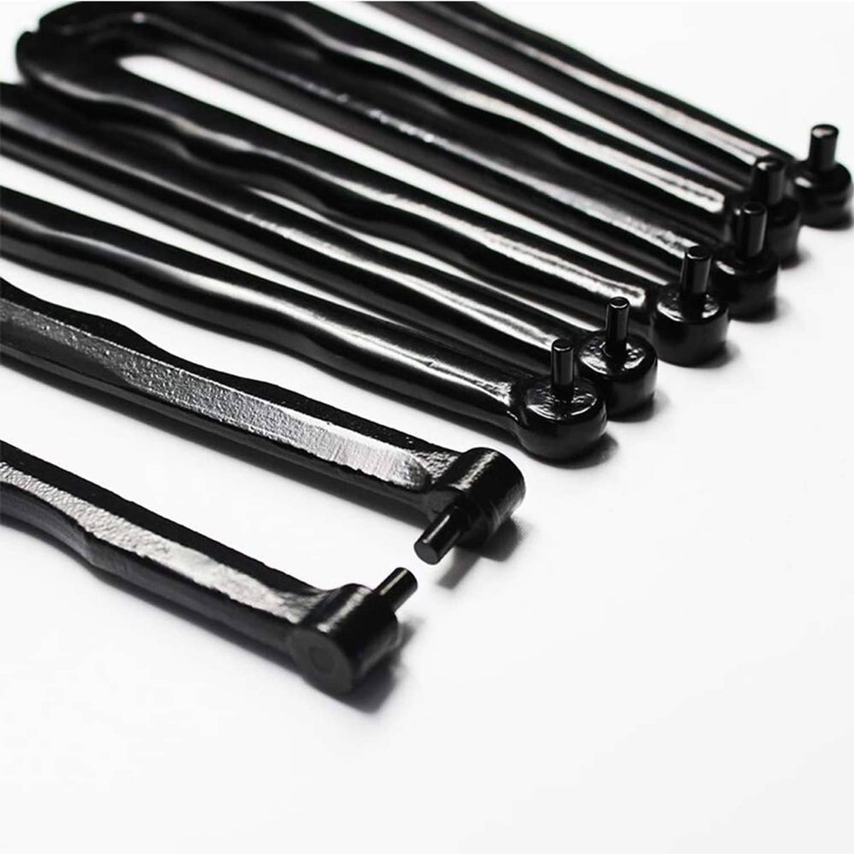 Set of black steel adjustable pin bars with round pin ends