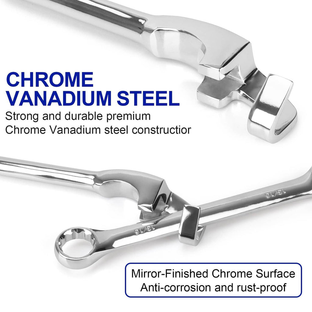 Chrome-finished silver wrench extender with open wrench jaws