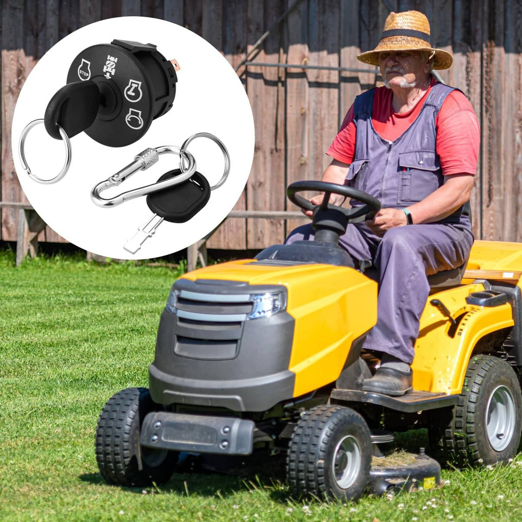 Lawn mower ignition switch kit with keys and carabiners