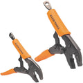 Klein Tools locking pliers set with two orange-and-black pliers, lever style jaws