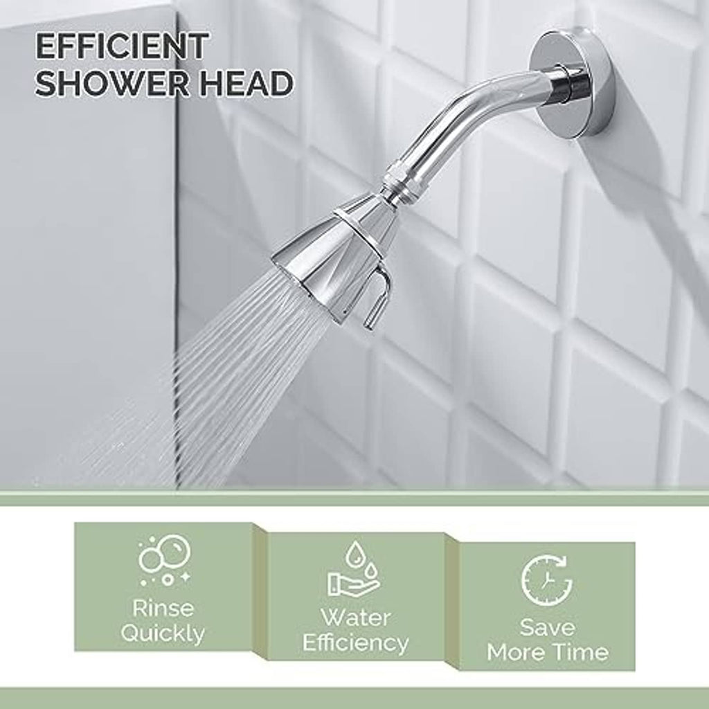 Efficient chrome shower head with steady water spray from the round face