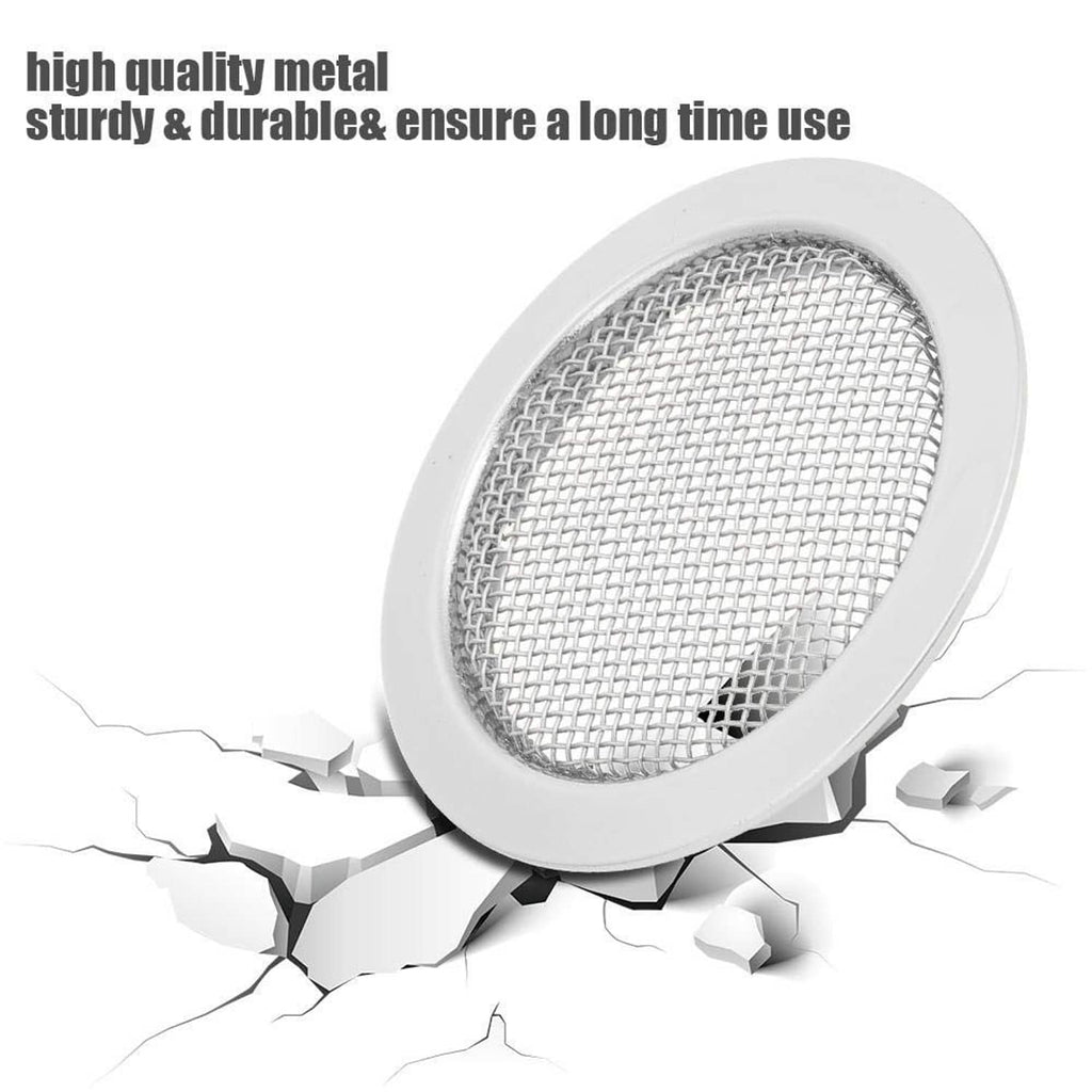 Round silver resonator screen insert with fine metal mesh over circular rim