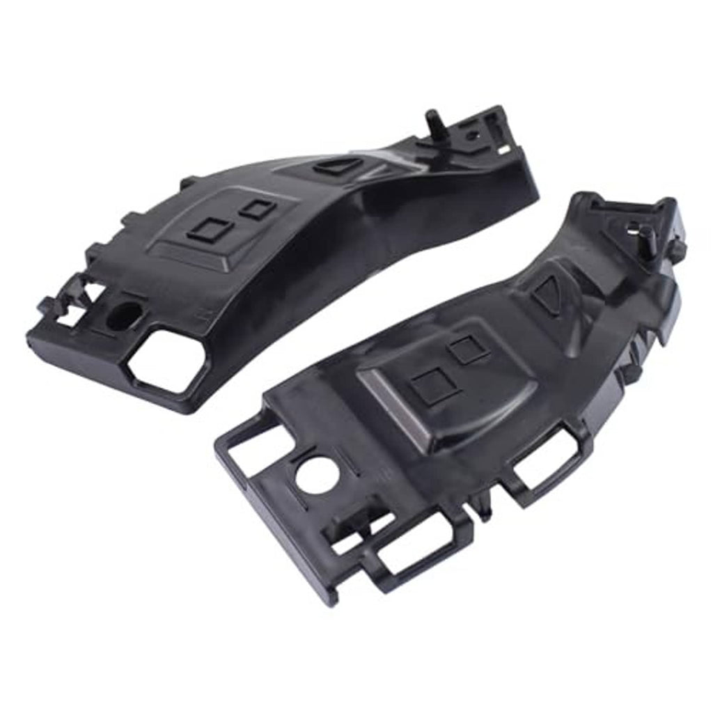 Pair of dark gray bumper cover support rails with raised panels and attachment tabs