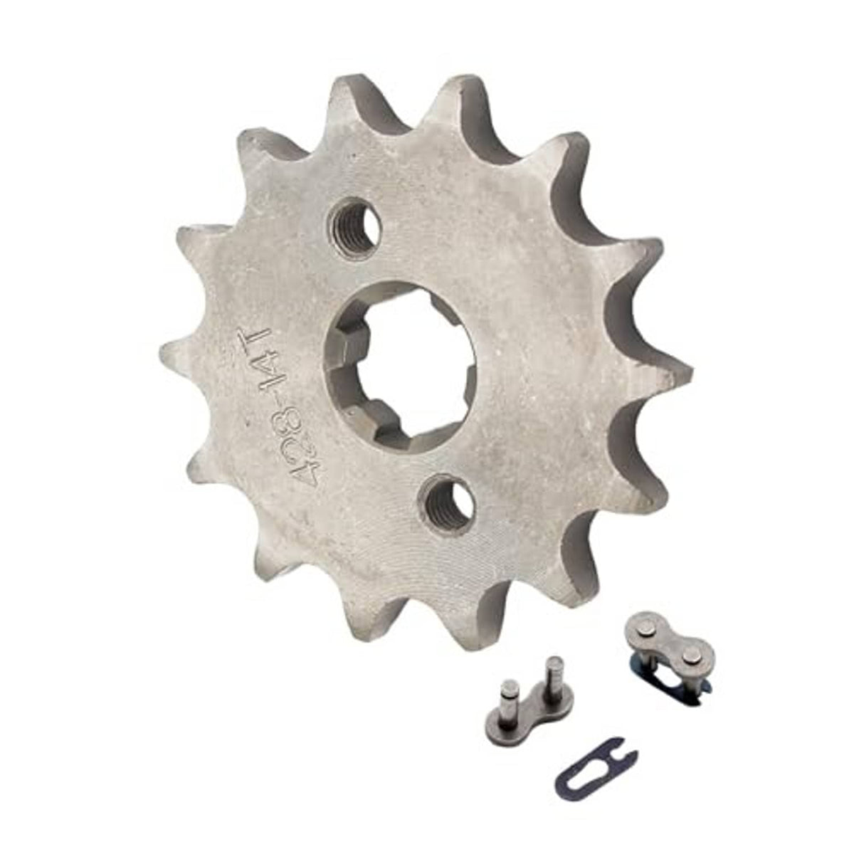 Front chain sprocket, 14-tooth steel sprocket with two bolts and center bore