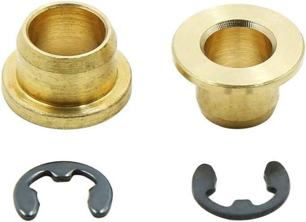 Door hinge bushings with black E-ring clips, shown as separated components