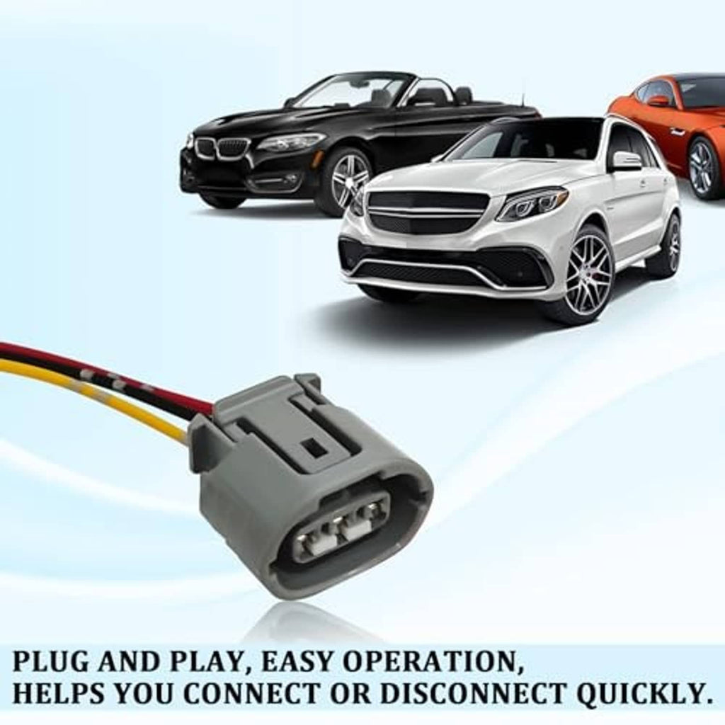 Gray 3-pin alternator connector plug with three-wire cable (yellow, red, black)