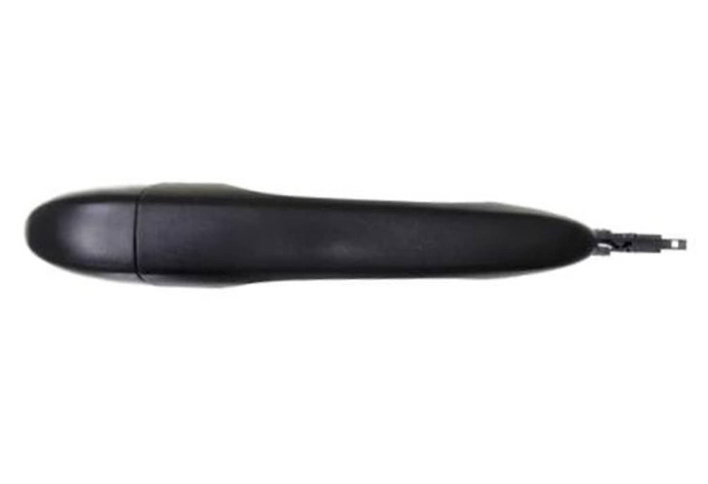 Textured black exterior door handle, curved grip with mounting pin