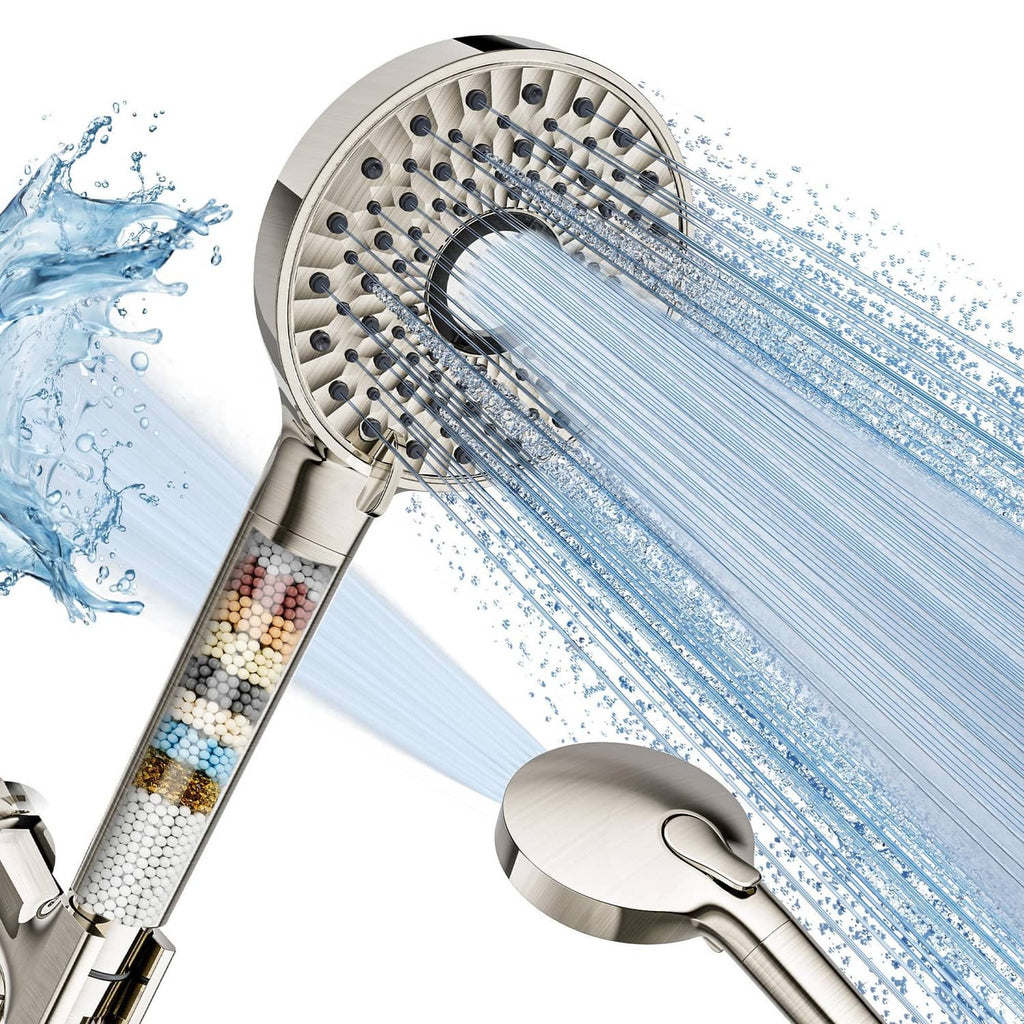 Magichome brushed nickel shower head with handheld sprayer and wide face panel