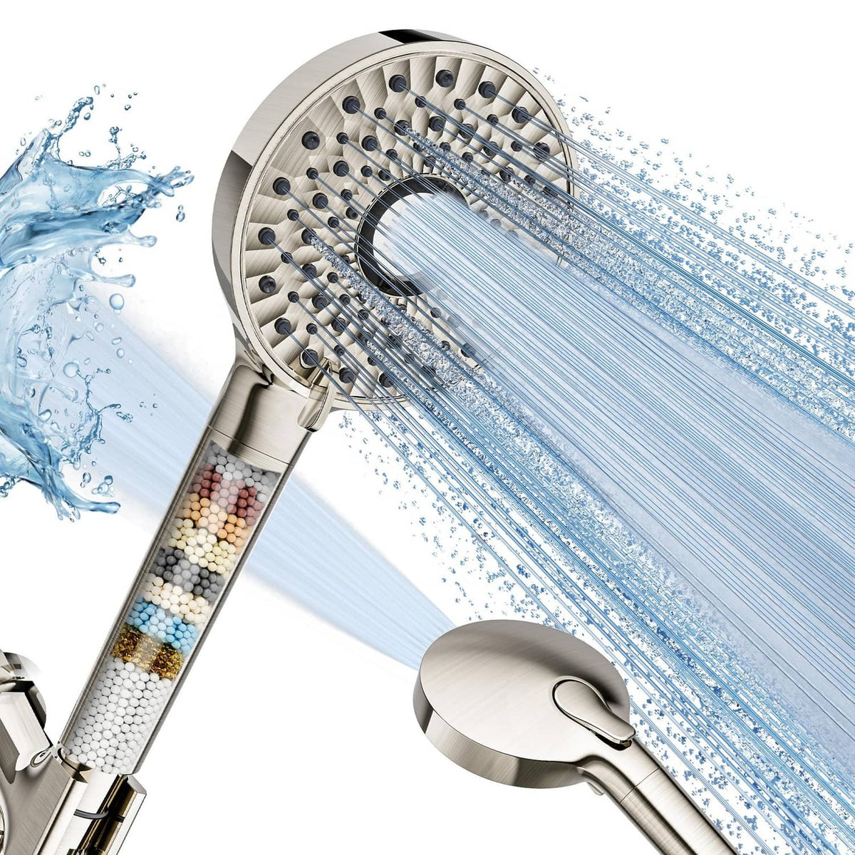 Magichome brushed nickel shower head with handheld sprayer and wide face panel