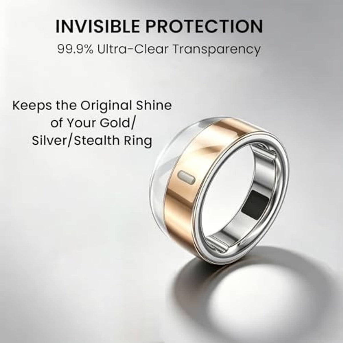 Clear protective cover for Oura Ring, gold-tone and silver-tone ring wraps