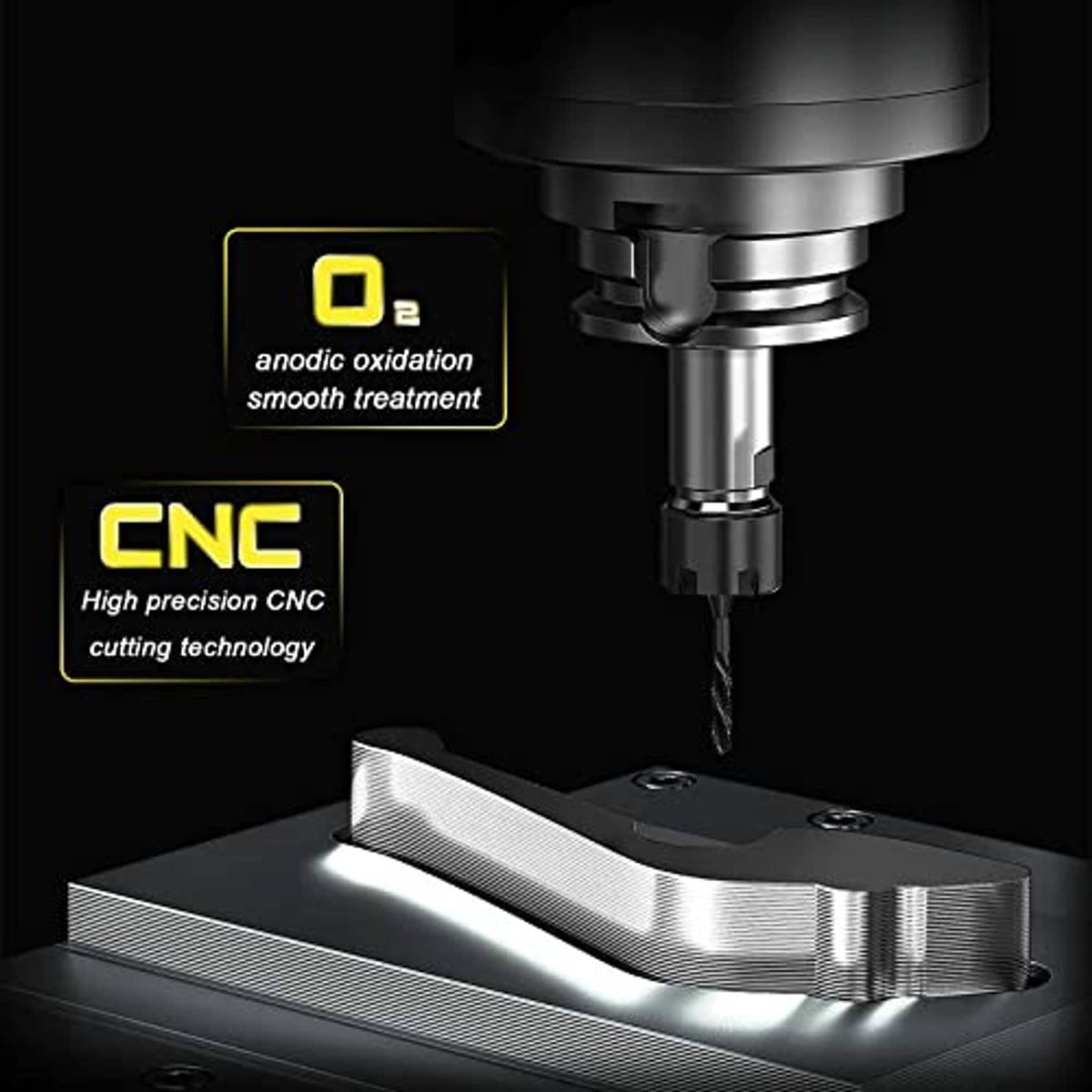 CNC machining tool cutting a metal component for motorcycle lever parts