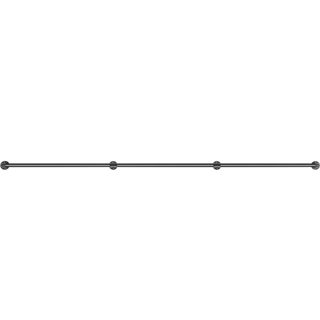 Dark carbon steel pipe handrail with 3 wall mounts, straight 11 ft length