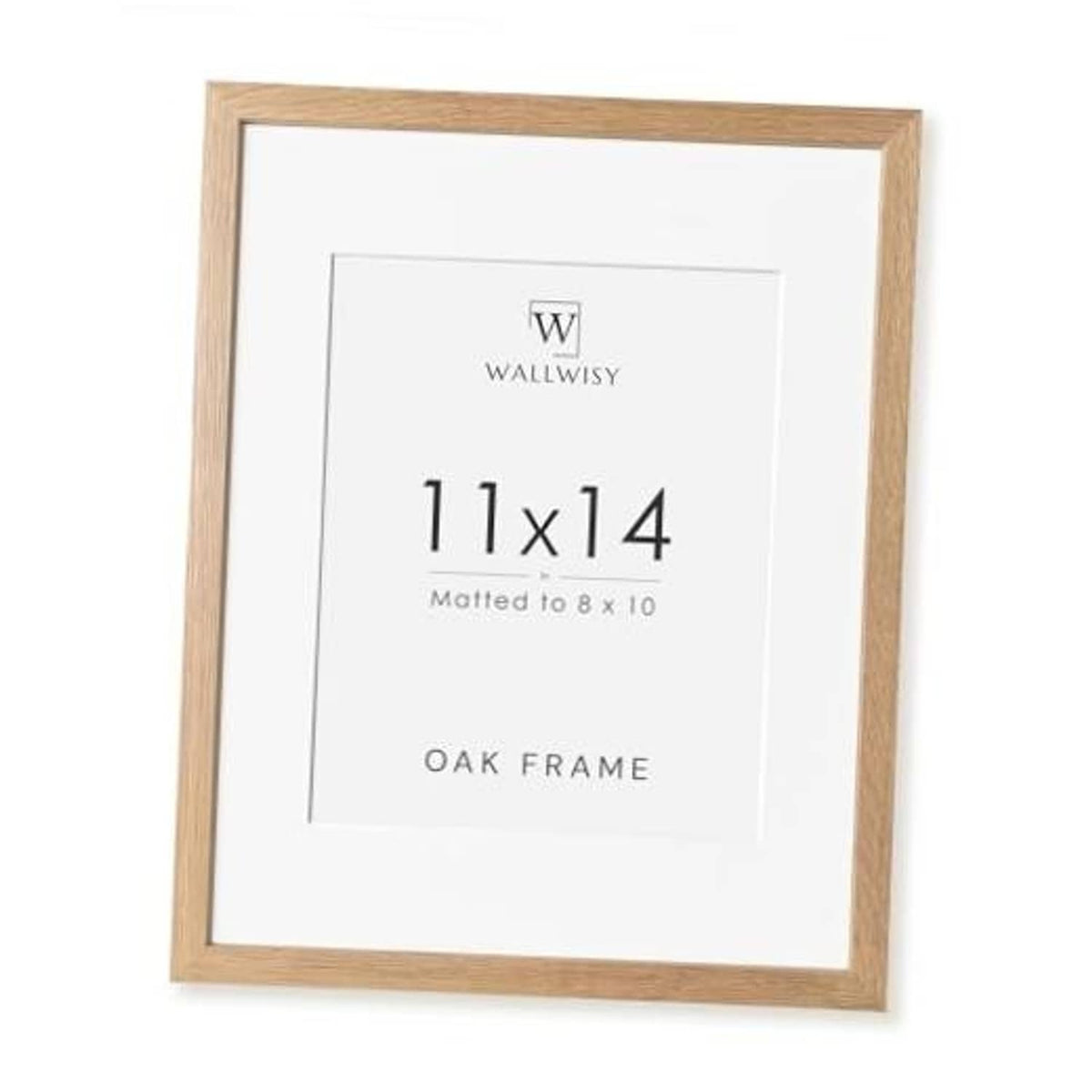 11x14 solid oak picture frame with white mat and clear front window