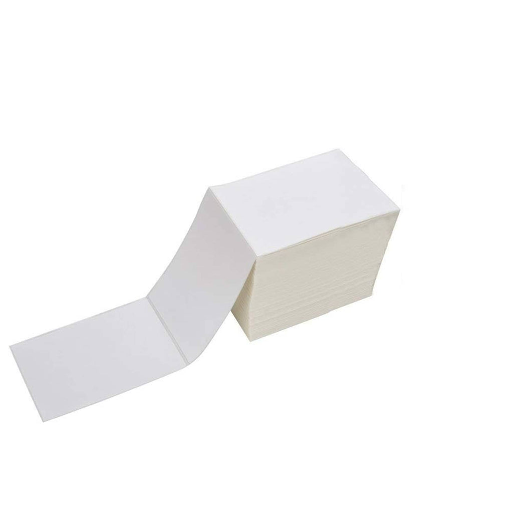 White 4 x 6 direct thermal shipping labels, perforated sheet stack