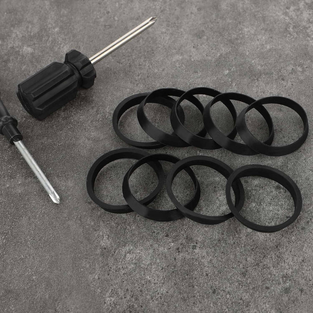 Black silicone waste pipe seal rings and gasket washers with installation tools