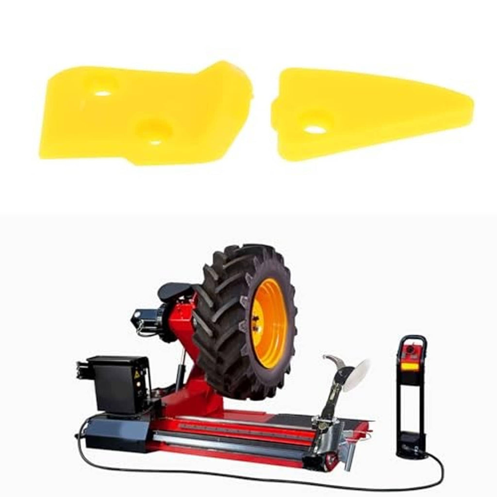 Yellow plastic tire changer head insert pair, two different shapes